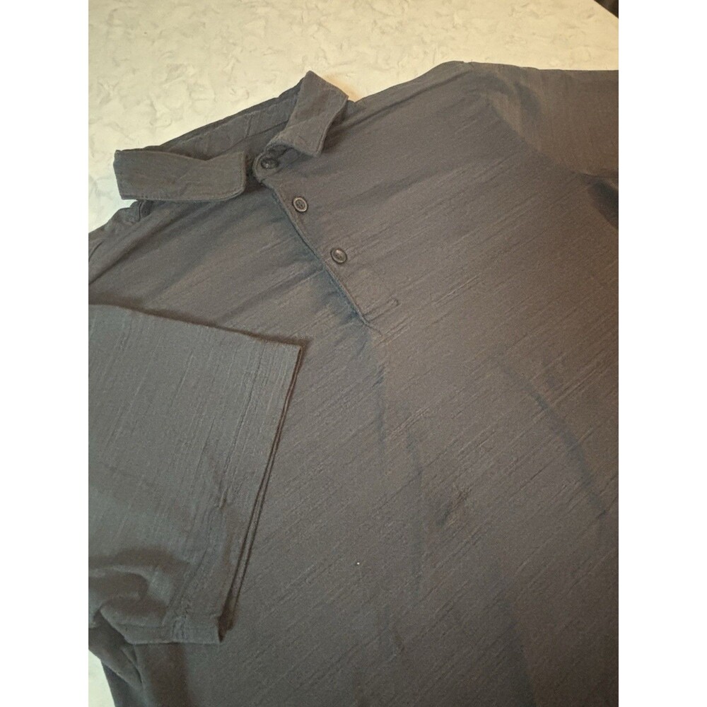 George Mens Medium Polo Shirt Charcoal Grey Textured Short Sleeve Casual Golf M